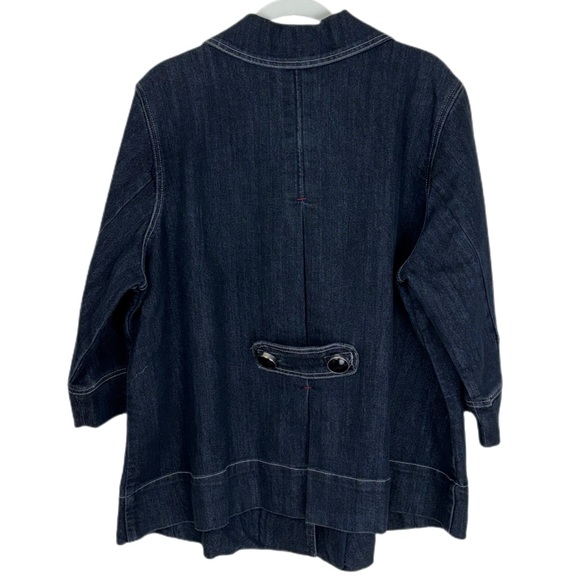 Venezia Dark Wash Black Denim Vintage 90s 2 Button Swing Jacket Size 22/… - Picture 2 of 13